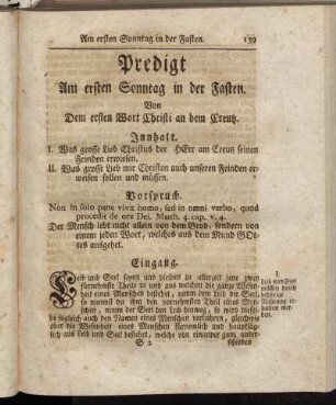 Predigt Am ersten Sonntag in der Fasten. Von dem ersten Wort Christi an dem Creutz. - Predigt Am zweyten Sonntag in der Fasten. Von dem Zweyten Wort Christi an Creutz.