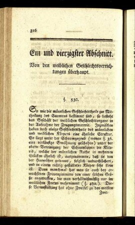 Ein und vierzigster Abschnitt. Von den weiblichen Geschlechtsverrichtungen überhaupt