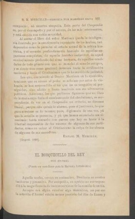 El Bosquecillo del Rey - (Conclusión) : (Puesto en castellano para la "Revista Literaria").