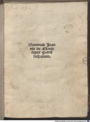 Expositio super logicae summulis Petri Hispani secundum viam Johannis Scoti cum textu