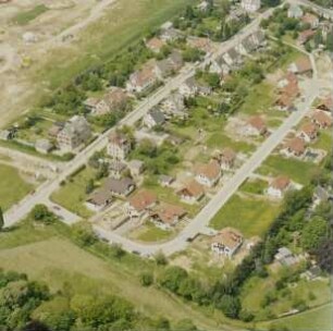 Dresden-Altfranken. Siedlung Otto-Harzer-Straße/ Am Lucknerpark. Luftbild-Schrägaufnahme von Südosten