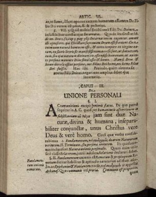 Caput III. De Unione Personali.