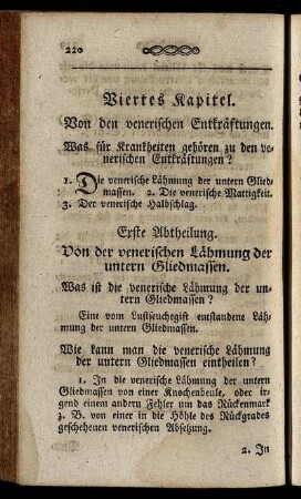 Viertes Kapitel. Von den venerischen Entkräftungen