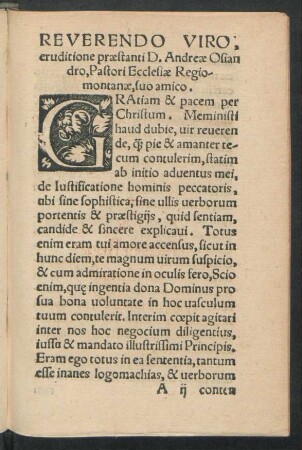 Reverendo Viro, eruditione praestanti, D. Andreae Osiandro, Pastori Ecclesiae Regiomontanae, suo amico.