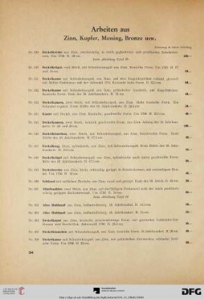 Arbeiten aus Zinn, Kupfer, Messing, Bronze usw. (Nr. 449-523)