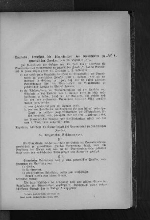 No. 1 Regulativ, betreffend die Steuerfreiheit des Branntweins zu gewerblichen Zwecken