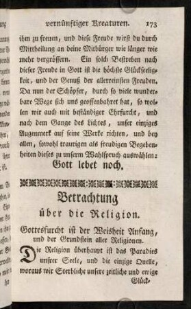 173-201, Betrachtung über die Religion.