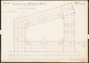 Lagerhäuser und Packhof, Berlin Schinkelwettbewerb 1880: Packhof: Grundriss Erdgeschoss 1:200; Maßstabsleiste