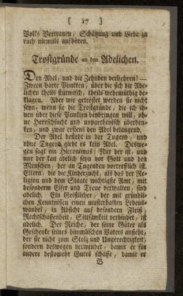 Trostgründe an den Adelichen