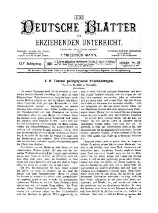 J. N. Tetens` pädagogische Anschauungen : (Fortsetzung)
