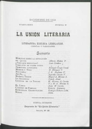 Entrega 6, Diciembre de 1909