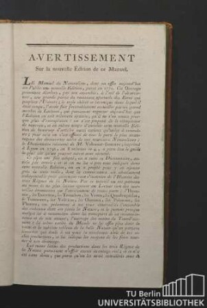 Avertissement Sur la nouvelle Édition de ce Manuel.