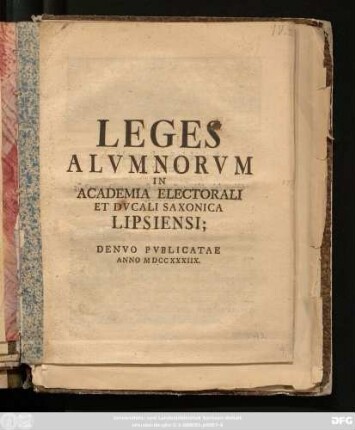 Leges Alvmnorvm In Academia Electorali Et Dvcali Saxonica Lipsiensi