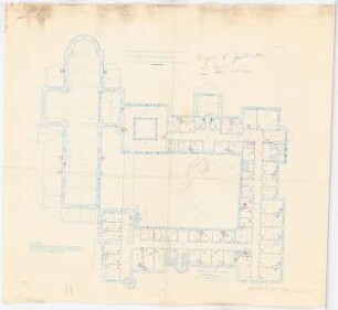 Benediktinerabtei St. Mauritius, Clerf (Clervaux): Grundriss des zweiten Obergeschosses (Türen) 1:100