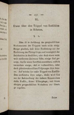 231-244, III. Etwas über den Trippel von Kutschlina in Böhmen