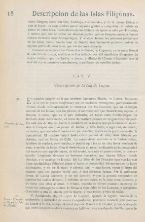 Cap. V. Descripcion de la Isla de Luzon