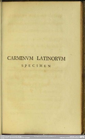 Carminum Latinorum Specimen