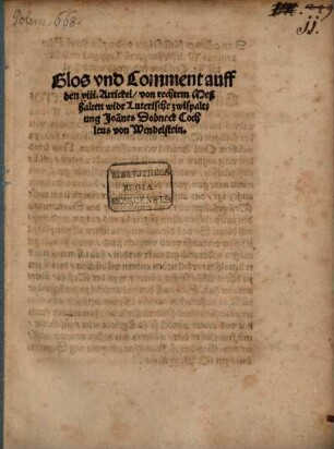Glos vnd Comment auff den XIII. Artickel, von rechtem Meßhalten wider Luterische zwispaltung