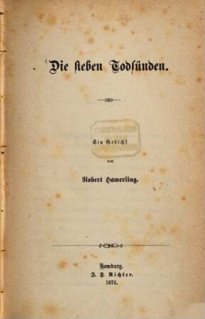 Die sieben Todsünden : ein Gedicht