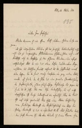 Nr. 15: Brief von Konstantin Höhlbaum an Ferdinand Frensdorff, Köln, 26.10.1884