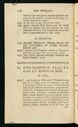 IX.Philosophiae Practicae et Moralis Scr.