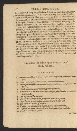 Tractatus de rebus quae mutuari possunt, vel non.