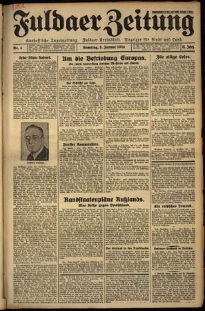 Erste Ausgabe vom Samstag, den 06. Januar 1934.
