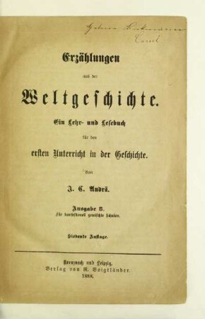 Erzählungen aus der Weltgeschichte : ein Lehr- und Lesebuch für den ersten Unterricht in der Geschichte