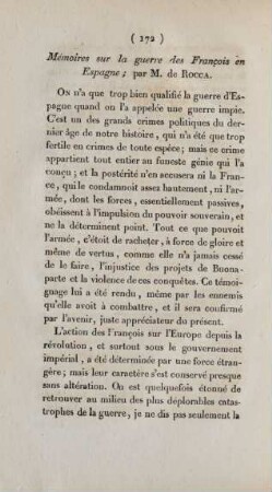 Mémoires sur la guerre des Francois en Espagne; par M. de Rocca