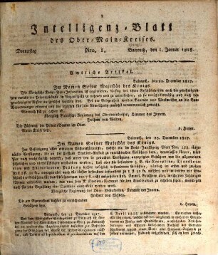 Intelligenz-Blatt des Obermain-Kreises. 1818