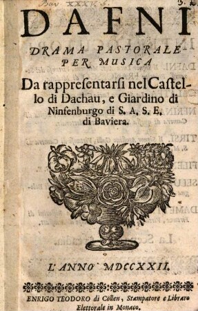 Dafni : dramma pastorale per musica