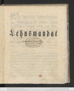 Lehnsmandat vom 5ten Jun. 1795.