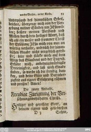 Die zwote Andacht. Freudige Zueignung der Versönungswohlthaten Christi.