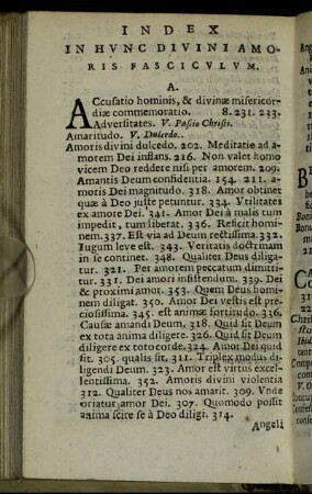 Index In Hunc Divini Amoris Fasciculum.