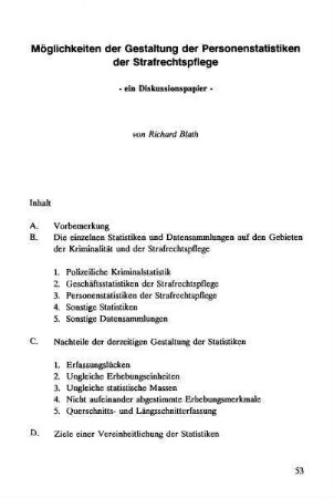 53-86, Möglichkeiten der Gestaltung der Personenstatistiken der Strafrechtspflege. Ein Diskussionspapier