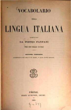 Vocabolario della lingua italiana : per uso delle scuole