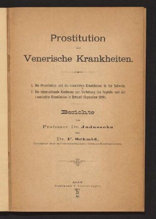 Prostitution und venerische Krankheiten : Berichte