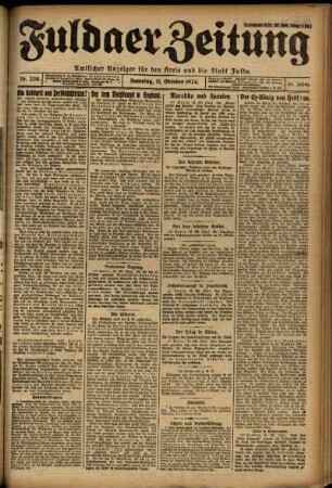 Erste Ausgabe vom Samstag, den 11. Oktober 1924.