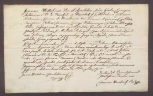 Testimonium primae tonsurae des des Jodok Edelmund Twickel von Havixbeck.