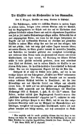 Die Classiker und die Kirchenväter in den Gymnasien