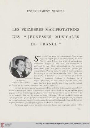 Les premières manifestations des "Jeunesses musicales de France"