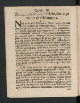 Caput III. De occasione scriptae Epistolae, fine, argumento & distributione.