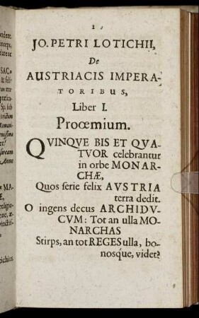 De Austriacis Imperatoribus, Liber I.