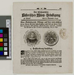 Der Wöchentlichen Historischen Müntz-Belustigung