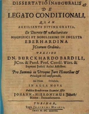 Dissertatio Inauguralis De Legato Conditionali