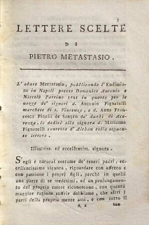 Lettere Scelte di Pietro Metastasio, 1