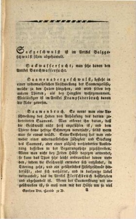 Veterinarisches Handbuch oder Anweisung die Krankheiten der Thiere zu erkennen und zu heilen : für Thierärzte und Haushälter nach alphabetischer Ordnung, Fünfter und letzter Band. [S - Z]
