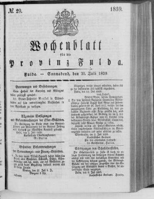 No. 29, Ausgabe vom 20. Juli 1839