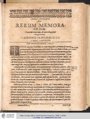 Nova Reperta Sive Rerum Memorabiblium - Liber Secvndvs.