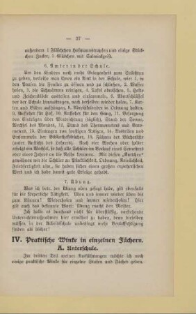 IV. Praktische Winke in einzelnen Fächern